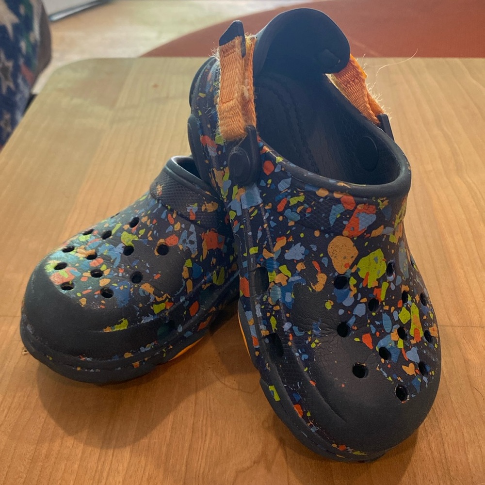 Crocs blue with multi color size 11.